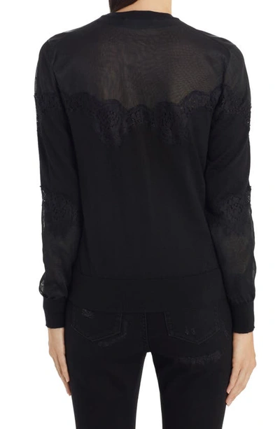 Dolce & Gabbana Lace-trimmed Cashmere-blend Cardigan In Nero