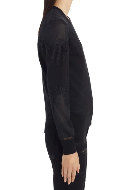 Dolce & Gabbana Lace-trimmed Cashmere-blend Cardigan In Nero