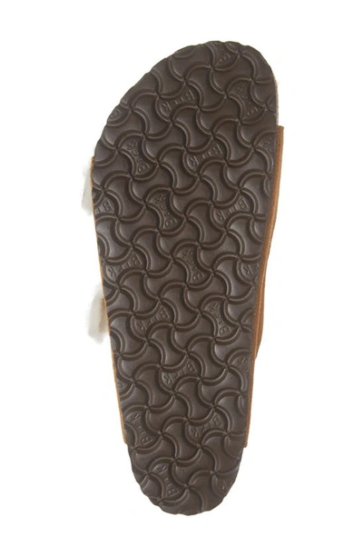 Shop Birkenstock Arizona Slide Sandal With Genuine Shearling In Beige