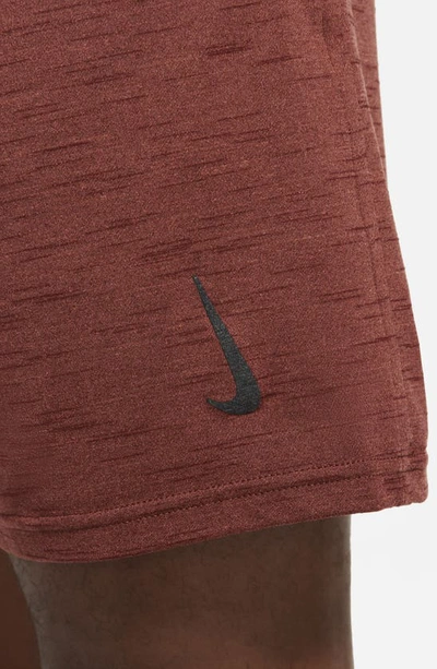 Shop Nike Dri-fit Yoga Shorts In Redstone/ Bronze Eclipse