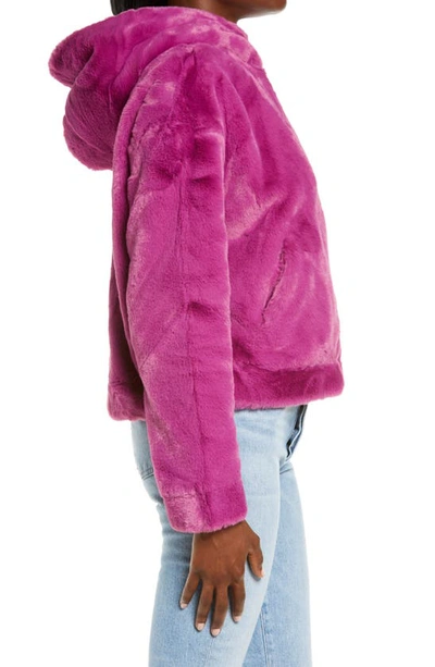 Shop Ugg Mandy Faux Fur Hooded Jacket In Wild Violet