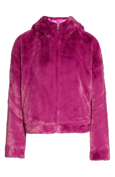 Shop Ugg Mandy Faux Fur Hooded Jacket In Wild Violet