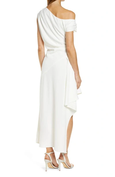 Shop Elliatt Pallas Cascade Ruffle One-shoulder Cocktail Dress In White