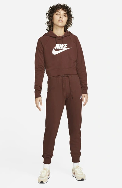 Shop Nike Sportswear Essential Crop Hoodie In Bronze Eclipse/ White
