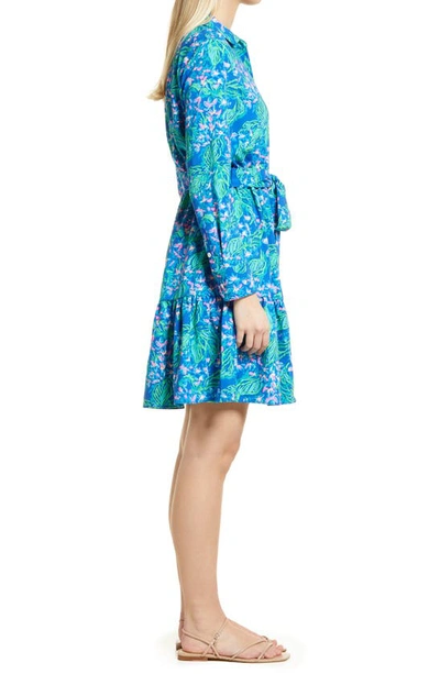 Shop Lilly Pulitzerr Eileene Long Sleeve Fit & Flare Shirtdress In Eclipse Blue Serenade In Shade