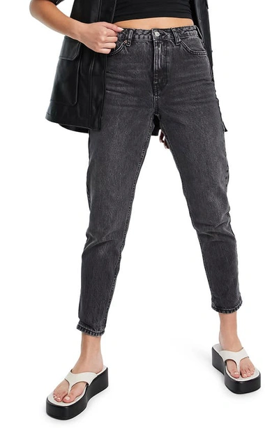 Topshop Mom Jeans In Washed Black ModeSens