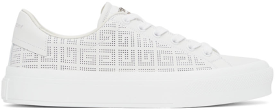 Shop Givenchy White 4g Perforated Sneakers In 100 White