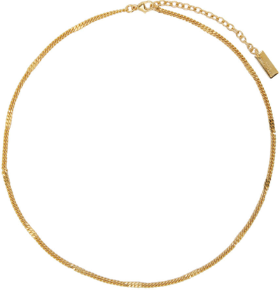 Shop Saint Laurent Gold Curb Chain Necklace In 8060 Gold Brass