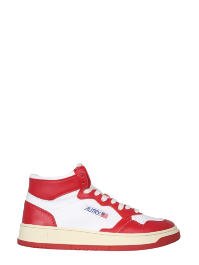 Shop Autry Medalist Mid Cut Sneakers In Red