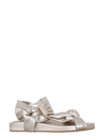 Shop Redv Red (v) Puffy Strap Sandals In Silver