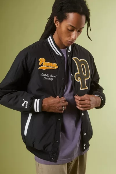 Puma Varsity Bomber Jacket In Black | ModeSens