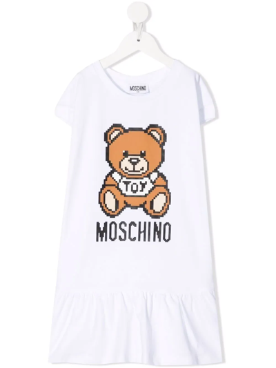 Shop Moschino Teddy Bear Logo Dress In White