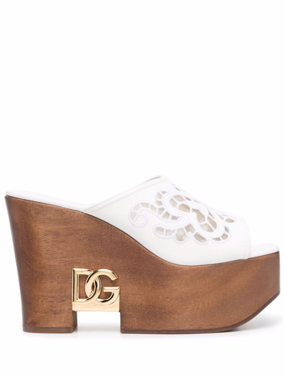 Shop Dolce & Gabbana Logo-plaque Platform-sole Sandals In White