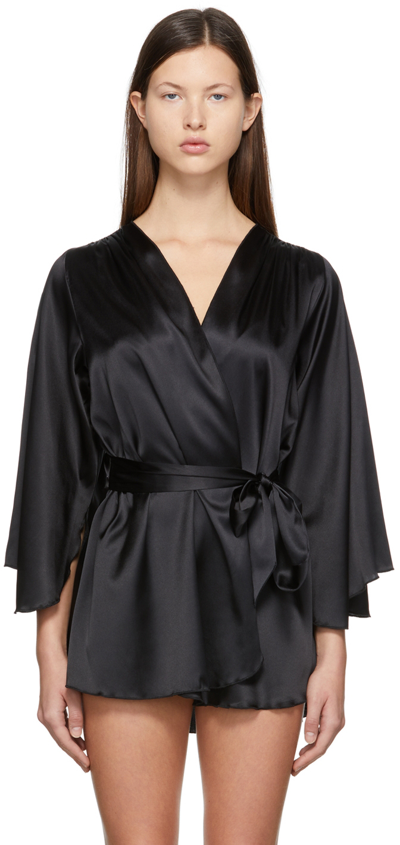 Shop Fleur Du Mal Black Angel Sleeve Robe In 0100 Black