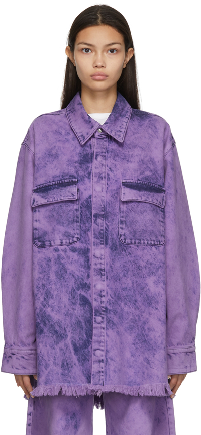 Shop Marques' Almeida Purple Overshirt Denim Jacket In Lilac