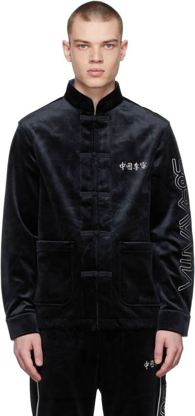 Shop Li-ning Black Velvet Tang Jacket In 1 Black