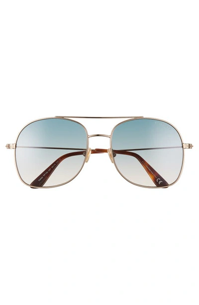 Tom Ford Delilah 58mm Tinted Aviator Sunglasses In Rosegold/ Gradient Green  | ModeSens