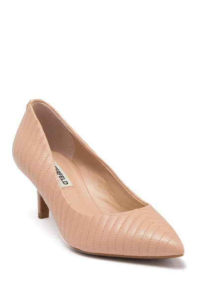 Shop Karl Lagerfeld Rosette Quilted Pointed Toe Pump In Nud Nude