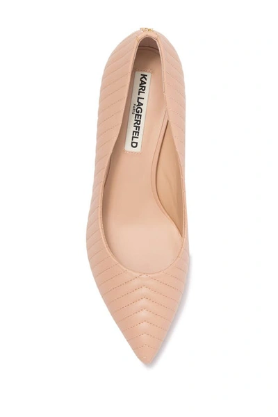 Shop Karl Lagerfeld Rosette Quilted Pointed Toe Pump In Nud Nude