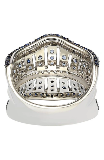 Suzy Levian Sterling Silver & Sapphire Gladiator Ring In Blue