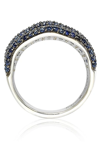 Suzy Levian Sterling Silver & Sapphire Gladiator Ring In Blue