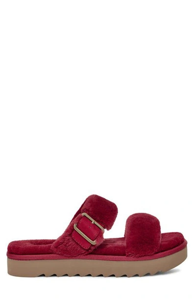Shop Koolaburra By Ugg Faux Fur Sandal In Berry Red