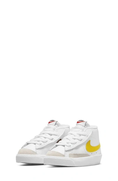 Shop Nike Kids' Blazer Mid '77 Sneaker In White/ Vivid Sulfur/ Pecan