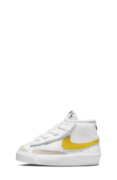 Shop Nike Kids' Blazer Mid '77 Sneaker In White/ Vivid Sulfur/ Pecan