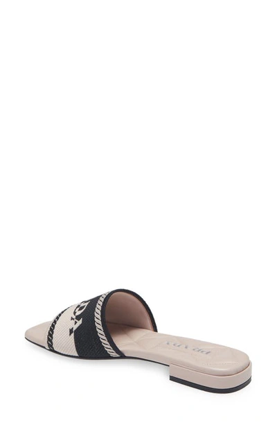 Shop Prada Logo Slide Sandal In Nero/ Ninfea