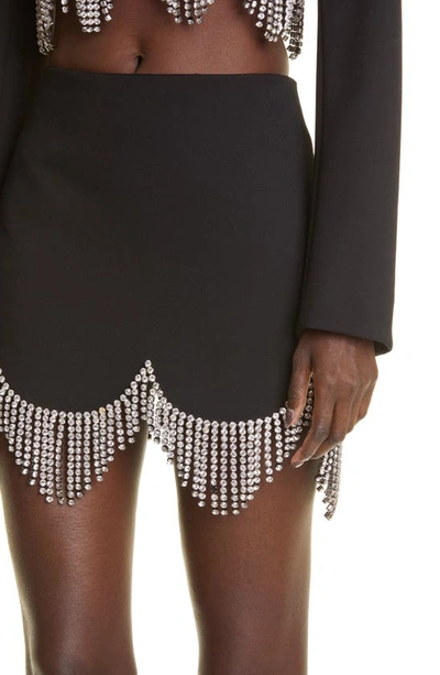Shop Area Crystal Fringe Miniskirt In Black