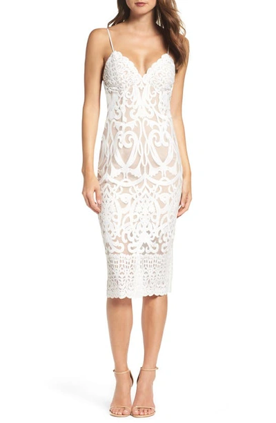 BARDOT GIA EMBROIDERED MESH COCKTAIL DRESS 