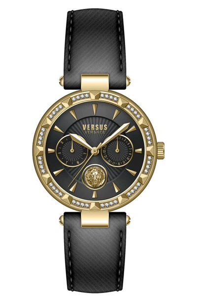 Shop Versus Sertie Leather Strap Watch, 36mm In Ip Yellow Gold