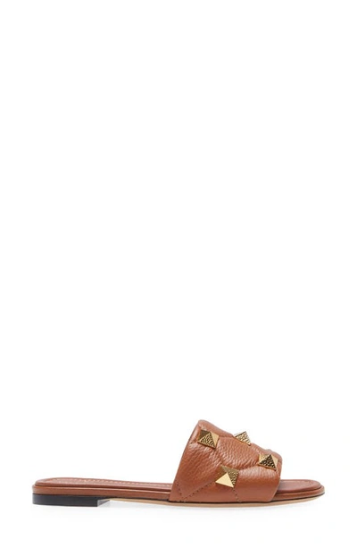 Shop Valentino Roman Stud Matelassé Slide Sandal In Selleria