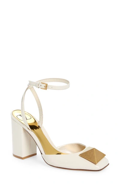 Shop Valentino One Stud Ankle Strap Pump In Light Ivory