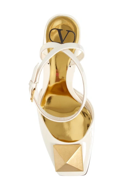 Shop Valentino One Stud Ankle Strap Pump In Light Ivory