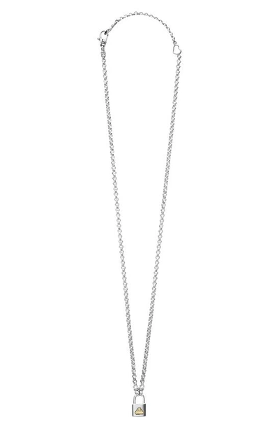 Shop Lagos Beloved Small Lock Pendant Necklace In Silver
