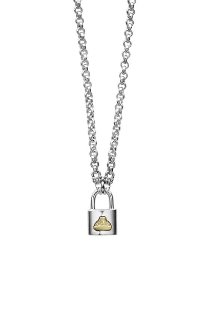 Shop Lagos Beloved Small Lock Pendant Necklace In Silver