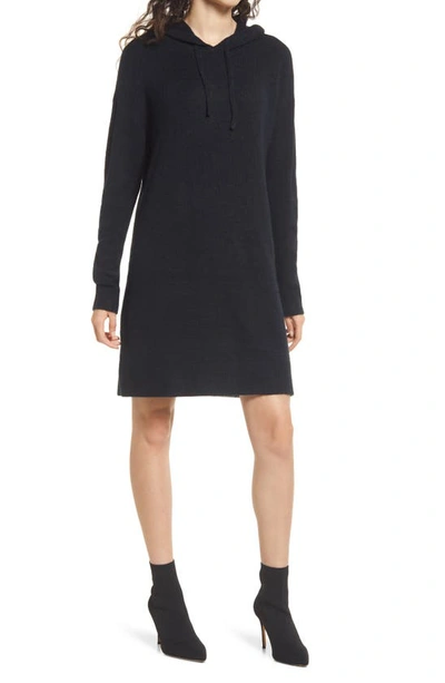 Vero Lefile Hooded Long Sleeve Sweater Dress In Black