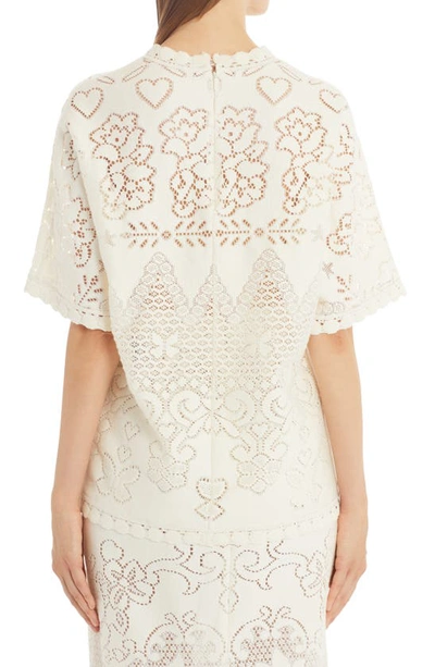 Shop Valentino Pointelle Cotton Blend Knit Top In Almond