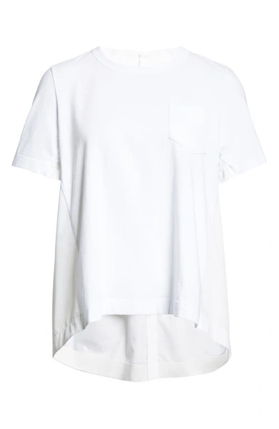 Shop Sacai Mixed Media Cotton T-shirt In White