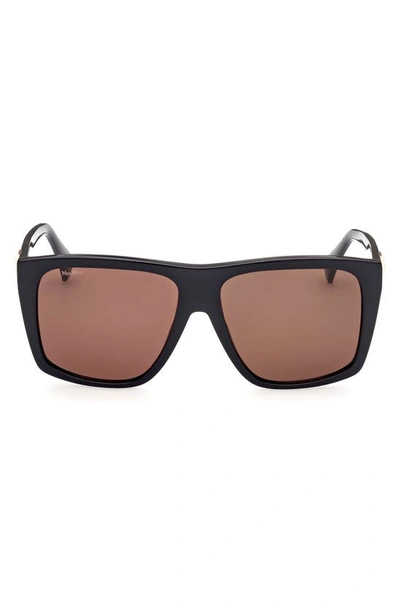 Shop Max Mara 58mm Square Sunglasses In Black