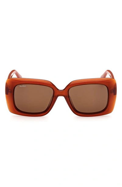 Shop Max Mara 54mm Rectangular Sunglasses In Orange/ Brown