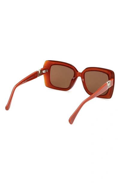 Shop Max Mara 54mm Rectangular Sunglasses In Orange/ Brown