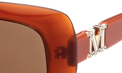 Shop Max Mara 54mm Rectangular Sunglasses In Orange/ Brown