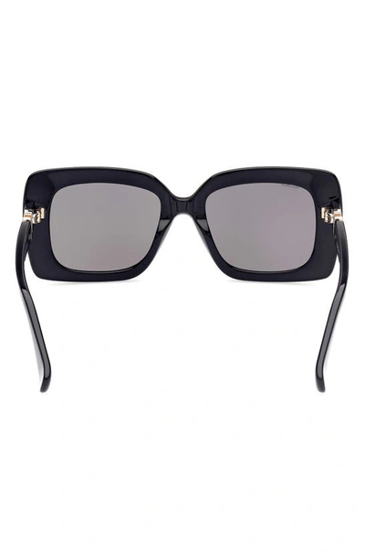 Shop Max Mara 54mm Rectangular Sunglasses In Black/ Smoke