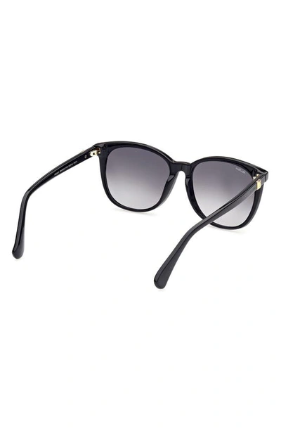 Shop Max Mara 56mm Gradient Round Sunglasses In Black/ Smoke Gradient