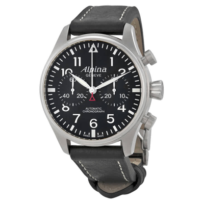 Shop Alpina Startimer Pilot Chronograph Black Dial Automatic Mens Watch Al-860b4s6