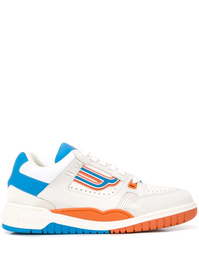 Shop Bally Mens Kuba Logo Patch Low-top Sneakers In White, Brand Size 5 (us Size 6 D) In Blue,orange,white