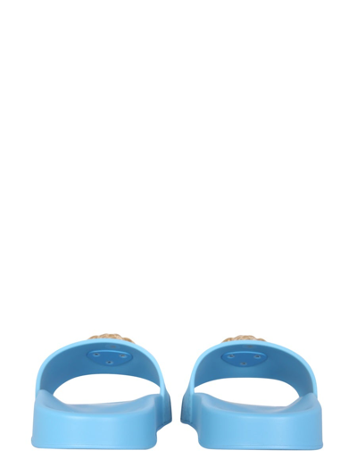 Shop Versace Slide Sandals In Baby Blue