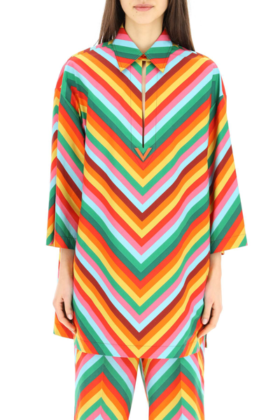 Shop Valentino Rainbow Shirt In Mixed Colours